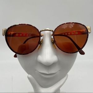 Vintage Sergio Tacchini Tortoise Gold Oval Sunglasses Frames ST 1001-S